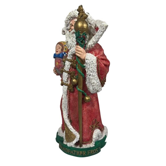 Santa's Magical Toyshop Grandfather Frost Russian Santa Matryoshka Gold Staff - Picture 4 of 14